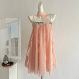 Cute A Line Spaghetti Straps Pink Chiffon Summer Dress Holiday Short Party Outfits For Women HZ1121