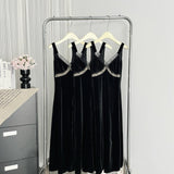 Sexy Mermaid Straps Black Velvet Summer Dress Holiday Party Birthday Outfits For Women HZ1121