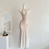 Sexy Mermaid V Neckline White Lace Summer Dress Holiday Party Birthday Outfits For Teens HZ1121