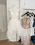 Cute A Line Straps Lace Ruffles Summer Dress Holiday Party Outfits For Girls HZ1121