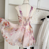 Cute A line Straps Floral Pink Short Summer Dress Holiday Party Birthday Outfits HZ1121