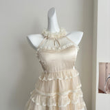Cute A Line Square Halter Lace Summer Dress Holiday Party Outfits For Girls HZ1121