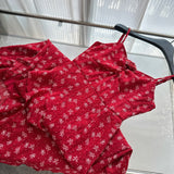Sexy A Line Spaghetti Straps Floral Red Summer Dress Holiday Party Outfits For Women HZ1121