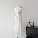Cute A Line Spaghetti Straps Floral White Chiffon Summer Dress Holiday Party Outfits For Women HZ1121