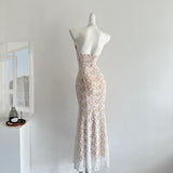 Sexy Mermaid V Neckline White Lace Summer Dress Holiday Party Birthday Outfits For Teens HZ1121