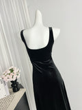 Sexy Mermaid Straps Black Velvet Summer Dress Holiday Party Birthday Outfits For Women HZ1121