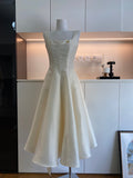 Cute A Line Square Neckline Satin Ruffles Summer Dress Holiday Party Outfits For Girls HZ1121