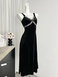 Sexy Mermaid Straps Black Velvet Summer Dress Holiday Party Birthday Outfits For Women HZ1121