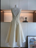 Cute A Line Square Neckline Satin Ruffles Summer Dress Holiday Party Outfits For Girls HZ1121