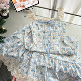 Sexy A line Straps Floral Blue Summer Dress Holiday Party Birthday Outfits For Women HZ1121