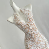 Sexy Mermaid V Neckline White Lace Summer Dress Holiday Party Birthday Outfits For Teens HZ1121