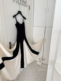 Sexy A line Spaghetti Straps Black Midi Summer Dress Holiday Party Black Birthday Outfits For Women HZ1121