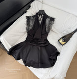 Sexy A Line Halter Neckline Summer Dress Little Black Dress Holiday Party Outfits For Women HZ1121