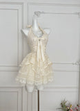 Sexy A line Halter Neckline White Lace Summer Dress Holiday Party Outfits For Women HZ1121