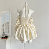 Cute A Line Halter Ivory Lace Summer Dress Holiday Party Outfits For Women HZ1121