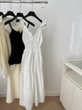 Sexy A Line Spaghetti Straps Floral White Lace Summer Dress Holiday Party Outfits For Women HZ1121