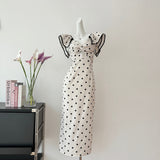 Cute A Line V Neckline Polka Dots Summer Dress Holiday Party Outfits For Women HZ1121