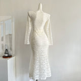 Sexy Mermaid Square Neckline Floral White Lace Summer Dress Holiday Party Outfits For Women HZ1121