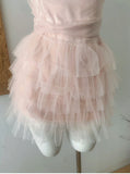 Cute Spaghetti Straps Pink Ruffles Tulle Summer Dress 2 Pieces Holiday Party Outfits For Women HZ1121