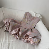 Cute Ball Gown Strapless Satin Floral Pink Short Summer Dress Holiday Party Outfits For Women HZ1121