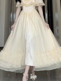 Elegant A line High Neckline Short Sleeves 16th Birthday Dress Lolita Dress White Birthday Outfits HZ1121