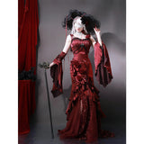 Vintage High Low Spaghetti Straps Burgundy 16th Birthday Dress Lolita Dress Satin Birthday Outfits HZ1121
