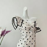 Cute A Line V Neckline Polka Dots Summer Dress Holiday Party Outfits For Women HZ1121