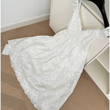 Sexy A Line Spaghetti Straps Floral White Lace Summer Dress Holiday Party Outfits For Women HZ1121