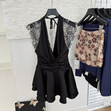 Sexy A Line Halter Neckline Summer Dress Little Black Dress Holiday Party Outfits For Women HZ1121