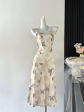 Sexy A line Spaghetti Straps Floral Long Dress Holiday Party Outfits For Women HZ1121