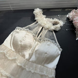 Cute A Line Square Halter Lace Summer Dress Holiday Party Outfits For Girls HZ1121