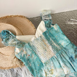 Sexy Mermaid Square Floral Green Summer Dress Holiday Party Birthday Outfits For Women HZ1121