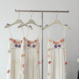 Cute A Line Spaghetti Straps Floral White Chiffon Summer Dress Holiday Party Outfits For Women HZ1121