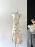 Sexy A line Spaghetti Straps Floral Long Dress Holiday Party Outfits For Women HZ1121