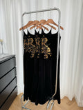 Sexy Mermaid Spaghetti Straps Black Velvet Long Summer Dress For Women HZ1121