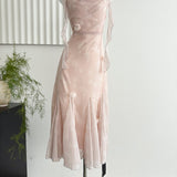 Cute Mermaid Straps Floral Pink Lace Long Summer Dress For Women HZ1121