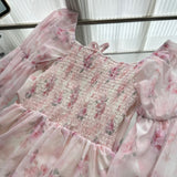Cute A line Square Neckline Floral Pink Short Summer Dress Holiday Party Birthday Outfits HZ1121