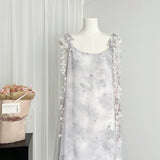 Cute A Line Spaghetti Straps Floral Chiffon Summer Dress Holiday Party Outfits For Girls HZ1121