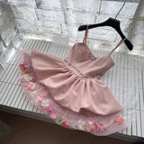Sexy A line Spaghetti Straps Pink Min Summer Dress Holiday Party Homecoming Dress Birthday Outfits For Teens HZ1121