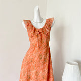 Sexy A line Jewel Summer Orange Chiffon Dress Holiday Party Outfits For Women HZ1121