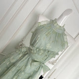 Sweet A Line Halter Green Floral Summer Short Women Summer Holiday Dresses HZ1121