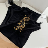 Sexy Mermaid Spaghetti Straps Black Velvet Long Summer Dress For Women HZ1121