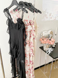 Sexy High Low Spaghetti Straps Floral Lace Summer Dress Holiday Party Outfits For Women HZ1121