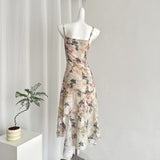 Cute A line Spaghetti Straps Pink Floral Lace Summer Dress Holiday Party Outfits For Women HZ1121