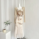 Sweet Mermaid 2 Piece Long Women Summer Holiday Holiday Dresses HZ1121