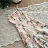 Cute A line Spaghetti Straps Pink Floral Lace Summer Dress Holiday Party Outfits For Women HZ1121