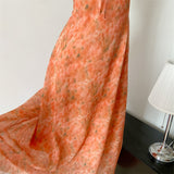 Sexy A line Jewel Summer Orange Chiffon Dress Holiday Party Outfits For Women HZ1121
