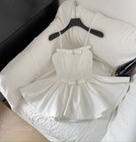 Cute A Line Spaghetti Straps White Short Summer Dress Holiday Party Outfits For Women HZ1121