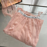 Cute A Line Spaghetti Straps Pink Chiffon Summer Dress Holiday Short Party Outfits For Women HZ1121
