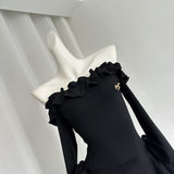 Cute A Line Off The Shoulder Black Summer Dress Holiday Party Outfits For Women HZ1121